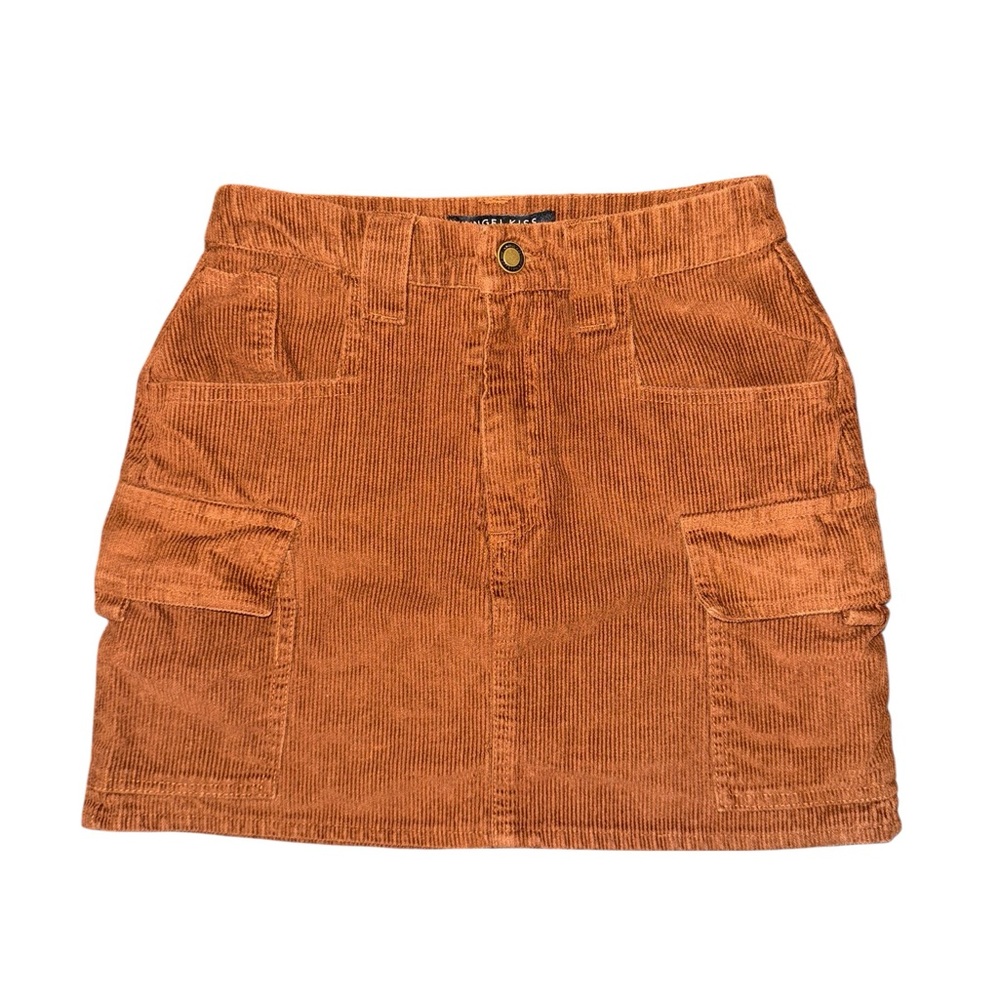 ANGEL KISS Corduroy Belted Mini Skirt Brown Women’s Size XS with pockets